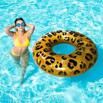 Кольцо для плавания с леопардовым принтом, трубка, надувная игрушка, кольцо для плавания для детей и взрослых, круг для плавания, поплавок для бассейна, водное оборудование