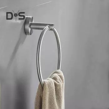 Кольцо для полотенец с присоской, настенный металлический держатель, однотонный, простой в установке, держатель для полотенец для ванной комнаты, вешалка-крючок чёрный