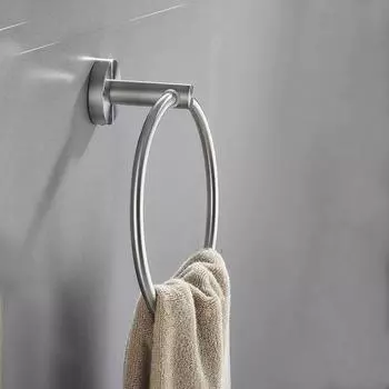 Кольцо для полотенец с присоской, настенный металлический держатель, однотонный, простой в установке, держатель для полотенец для ванной комнаты, вешалка-крючок