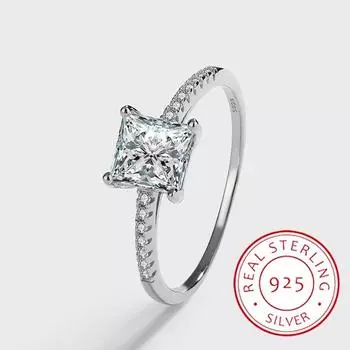 Кольцо для помолвки Imalist Super Flash с четырьмя зубцами, квадратной геометрической формы, из настоящего серебра 925 пробы, мужские и женские ювелирные изделия 6 белый