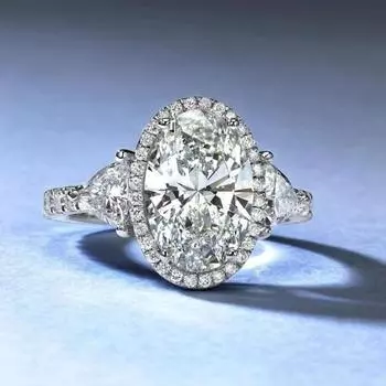 Кольцо для помолвки с бриллиантами в форме яйца, роскошное банкетное кольцо в форме яйца голубя No. 5 белого золота