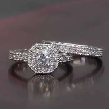 Кольцо для помолвки с круглым бриллиантом «Принцесса» с полным бриллиантом, роскошное обручальное кольцо No. 5