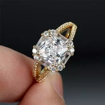 Кольцо для помолвки с квадратным камнем из белого циркония в стиле бохо, золото, серебро, обручальное кольцо, модное, с отверстием для кристаллов, регулируемые кольца для женщин Resizable