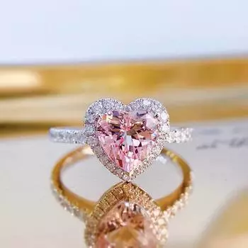 Кольцо для помолвки с розовым бриллиантом Love Zircon Ring для женщин 5