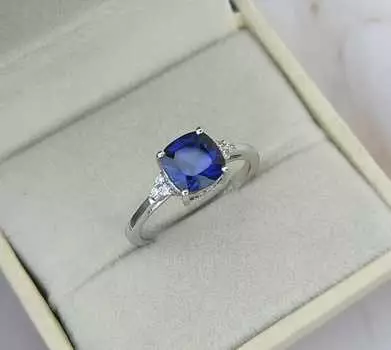 Кольцо для помолвки с сапфиром огранки «кушон», классический дизайн, кольцо из стерлингового серебра с синим сапфиром, винтажное кольцо, кольцо-обещание M синий