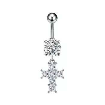 Кольцо для пупка из нержавеющей стали с изогнутым крестом 14 г, готический стиль, крест, пирсинг пупка для женщин, сексуальные аксессуары для тела