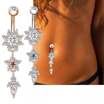 Кольцо для пупка из нержавеющей стали, золота и розового золота, украшения для пирсинга для элегантного образа One Size серебряный