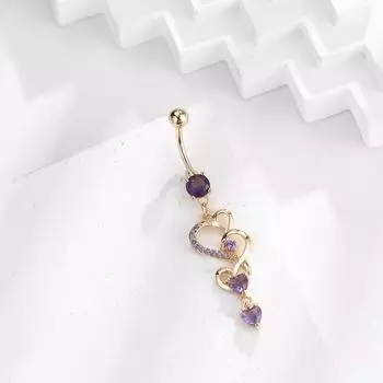 Кольцо для пупка с цветком и сердцем из Кореи белый