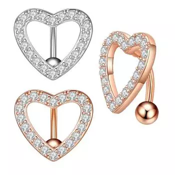 Кольцо для пупка с перевернутым стержнем для тела, ювелирные изделия для пирсинга живота, кольца для пупка, кольцо с цирконием в пупке