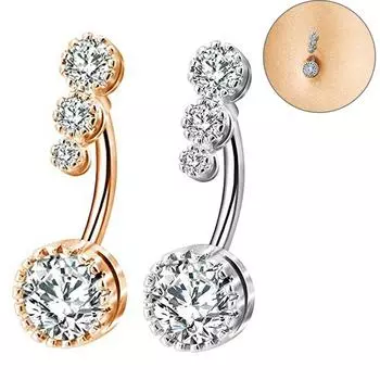 Кольцо для пупка со штангой для женщин, украшения для пирсинга серебряный