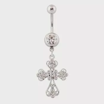 Кольцо для пупка в виде креста: Медицинская нержавеющая сталь, гипоаллергенные украшения белый