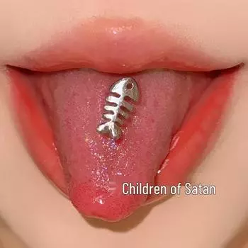 Кольцо для языка из титановой стали «Дитя Сатаны»: Сладкий, Крутой, Милый Дизайн 12mm length, 1.6mm thickness