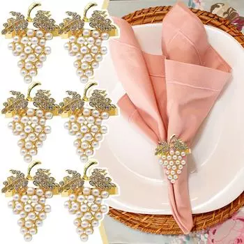 Кольцо для салфеток Pearl Water Diamond, набор из 6 колец для салфеток One Size золотистый