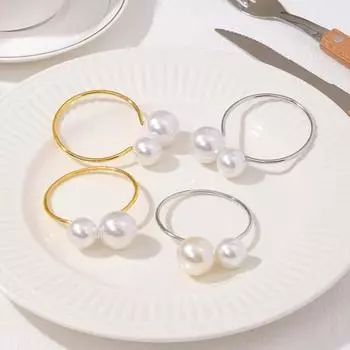 Кольцо для салфеток с искусственным жемчугом, гладкая многоразовая салфетка без заусенцев с пряжкой, держатель для полотенец, украшение для обеденного стола