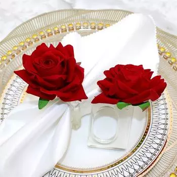 Кольцо для салфеток в виде красной розы, пряжка для салфеток в отеле на День святого Валентина, держатели для салфеток своими руками, украшение стола на Рождество и свадьбу