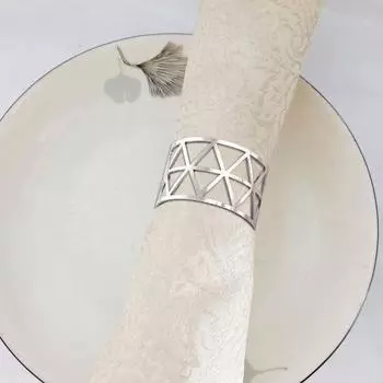 Кольцо для салфеток Yousheng с выемкой в виде ромба, украшение стола, многоразовые держатели для салфеток, деревенские свадебные вечеринки, праздничные обеденные акценты, держатели для салфеток серебряный