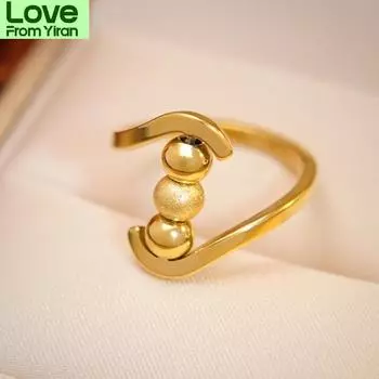 Кольцо для снятия тревожности из титановой стали 18 карат с волнистыми вращающимися бусинами, антистрессовое кольцо-фиджет, креативный подарок на день рождения 7 золотой