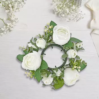 Кольцо для свечи, искусственный венок, зелень, роза, декоративный держатель для двери, гостиной Pink