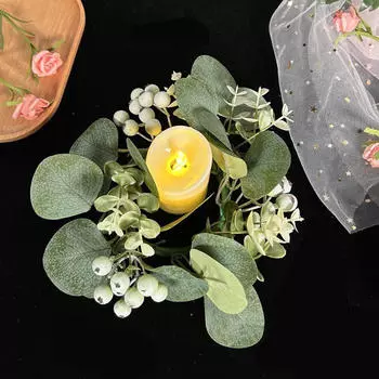 Кольцо для свечи Зеленые кольца Листья эвкалипта Венок для свечи-столба, Гирлянда