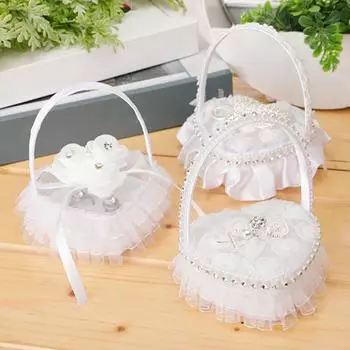 Кольцо для удержания Изысканный красивый цветок Свадебный элегантный кружевной чехол для ювелирных изделий Подушка D