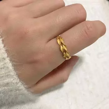 Кольцо для ушей в виде пшеницы, женское, нишевое, дизайн, кольцо-лист, регулируемое, на указательный палец, оливковая ветвь Opening adjustable золотой