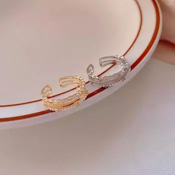 Кольцо для вечеринки с открытыми плечами и двухслойным жемчужным принтом, женское кольцо в корейском стиле серебряный