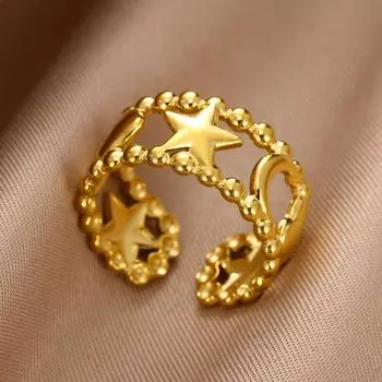 Кольцо для вечеринки, тема океана, регулируемое кольцо в виде ракушки, морской звезды, для женщин, полированная нержавеющая сталь, украшение на палец для вечеринки, аксессуара для свидания