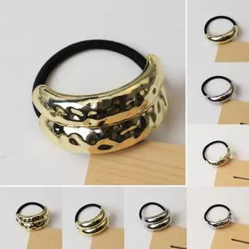 Кольцо для волос из сплава с яркой поверхностью, эластичная резинка для волос, износостойкая женская веревка для волос, легкие аксессуары для волос