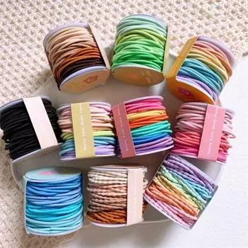 Кольцо для волос Нитка для головы Веревка Высокий конский хвост Веревка для волос Резиновая сухожилия Детская резиновая сухожилия Веревка для волос для девочек Эластичная резинка для волос Цветная веревка для волос