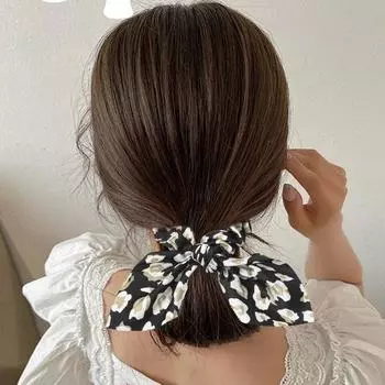 Кольцо для волос с кроличьими ушками, гладкая атласная резинка для волос с леопардовым принтом, высокоэластичная резинка для волос, защита кожи головы, аксессуар для волос кофейный