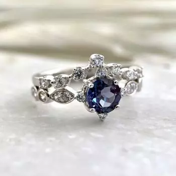Кольцо для женщин с натуральным сапфиром и посеребренным покрытием, кольцо Niche High-end Ins с бриллиантами и цирконием No. 5 белого золота