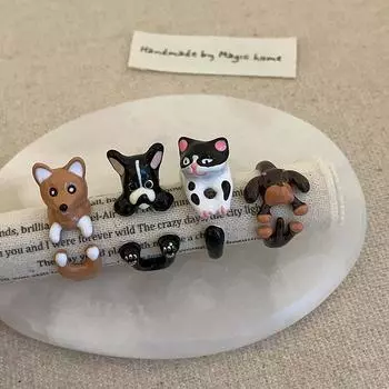 Кольцо Drip Fun Cute Dachshund Dharma Dog Kitten Ring Female Niche Personality Fashion Universal Ring