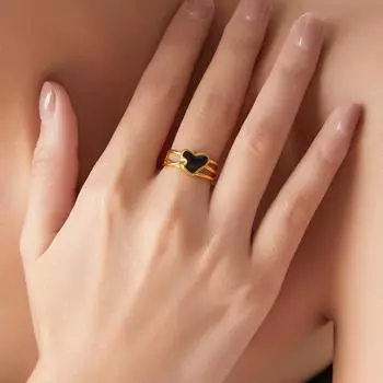 Кольцо Drip Love Ring из титановой стали с покрытием из 18-каратного золота с нишевым дизайном No. 7