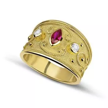 Кольцо Duplex Court Sand Gold Ring с позолоченным цирконом, ювелирные изделия Color Treasure No. 6 золотой