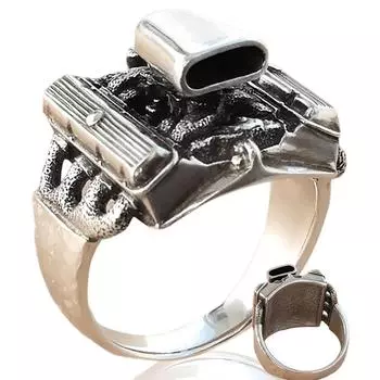 Кольцо двигателя V8 ручной работы, кольцо блока цилиндров двигателя V8 из нержавеющей стали в стиле стимпанк, кольцо из нержавеющей стали с панковскими двигателями, для классического подарка автомобилю One Size