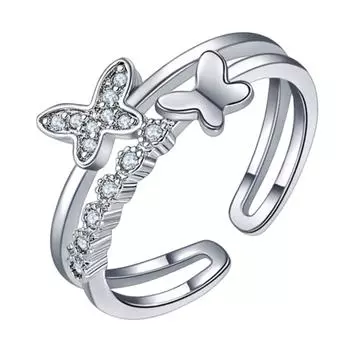 Кольцо «Единственная настоящая любовь» Простое открытое кольцо-бабочка Модное простое кольцо на хвосте указательного пальца Resizable
