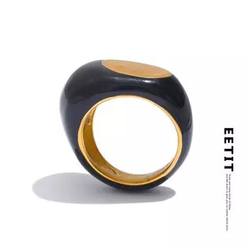 Кольцо Eetit 6789# из нержавеющей стали с черной эмалью и геометрическим узором 316L, уникальное, с минималистской текстурой, водонепроницаемое, необычное, ювелирное изделие, новое 6 чёрный