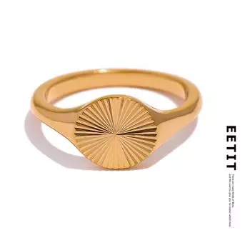 Кольцо Eetit из нержавеющей стали золотого цвета с геометрическим рисунком для женщин 6 золотой