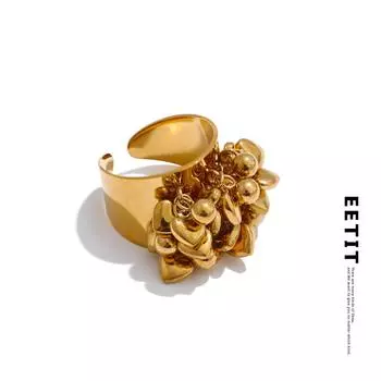 Кольцо Eetit из высококачественной нержавеющей стали с металлической кисточкой в форме сердца ручной работы с покрытием 18-каратного золота PVD эксклюзивный дизайн модные ювелирные изделия аксессуары 7 золотой