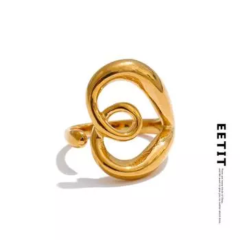 Кольцо Eetit с покрытием PVD в стиле минимализма из нержавеющей стали с металлическим сердцем и любовью, регулируемое, золотисто-серебряного цвета, привлекательное, популярное ювелирное изделие 7 серебряный