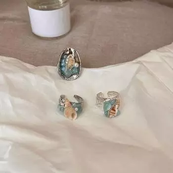 Кольцо Exaggerate для женщин с разрезом, имитация жемчуга, аксессуары в стиле океана, открывающееся кольцо для женщин Style C