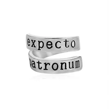 Кольцо Expecto Patronum, вдохновленное волшебной книгой, кольцо Geeky, кольцо с ручным штампом и буквами для мужчин и женщин серебряный