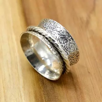 Кольцо Fidget из стерлингового серебра 925 пробы, тревожное женское кольцо ручной работы