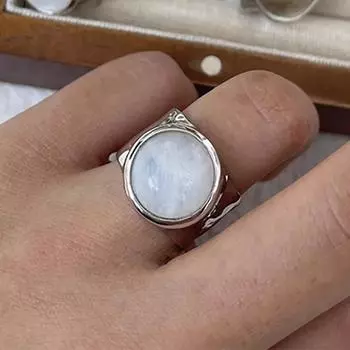 Кольцо Foxanry с лунным камнем для женщин, пары, модные минималистичные украшения на юбилей, аксессуары, подарки 17mm серебряный