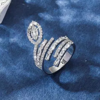 Кольцо GemChic для женщин, индивидуальное, нестандартное, геометрическое, регулируемое, женское, ретро, с вставкой из циркония, подарок на день рождения, Рождество, ювелирные изделия серебряный