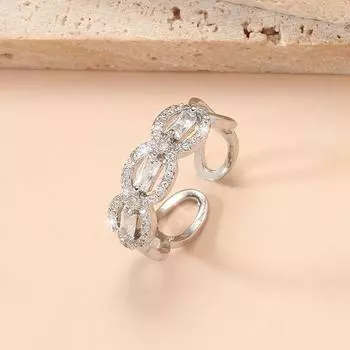 Кольцо GemChic для женщин, изысканное, геометрическое, с вставкой из циркона, регулируемое, женское, сверкающее, модное, подарок на день рождения, Рождество, ювелирные изделия - серебряный