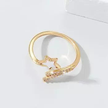 Кольцо GemChic для женщин, изысканное, с пентаграммой, регулируемое, женское, с цирконием, трендовое, со звездой, кольцо на указательный палец, на день рождения, на Рождество, ювелирное украшение в подарок - золотой