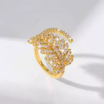 Кольцо GemChic для женщин, изысканное, в форме листа, регулируемое, винтажное, с вставкой из циркония, кольцо на палец для девочки, на день рождения, на Рождество, ювелирное украшение в подарок