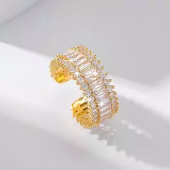 Кольцо GemChic женское модное изысканное геометрическое отверстие регулируемое кольцо модное вставленное цирконовое кольцо подарок на день рождения рождественское украшение