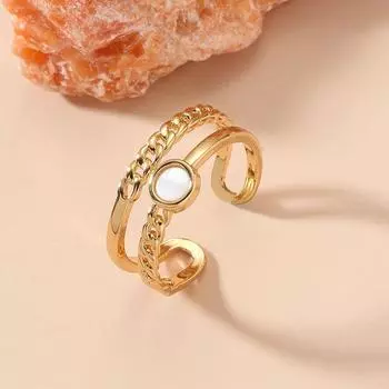 Кольцо GemChic женское модное креативное ретро двойное геометрическое отверстие регулируемое кольцо на указательный палец холодное кольцо на день рождения рождественское ювелирное украшение подарок золотой